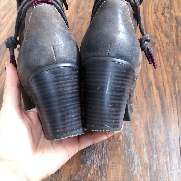 Tamaris • Lizudi ankle boots brown leather booties heeled fleece lined tassel - Picture 11 of 14